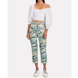 NEW Mother The Shaker Camo Chop Crop Fray Distressed Blue Green Joggers Pants 26